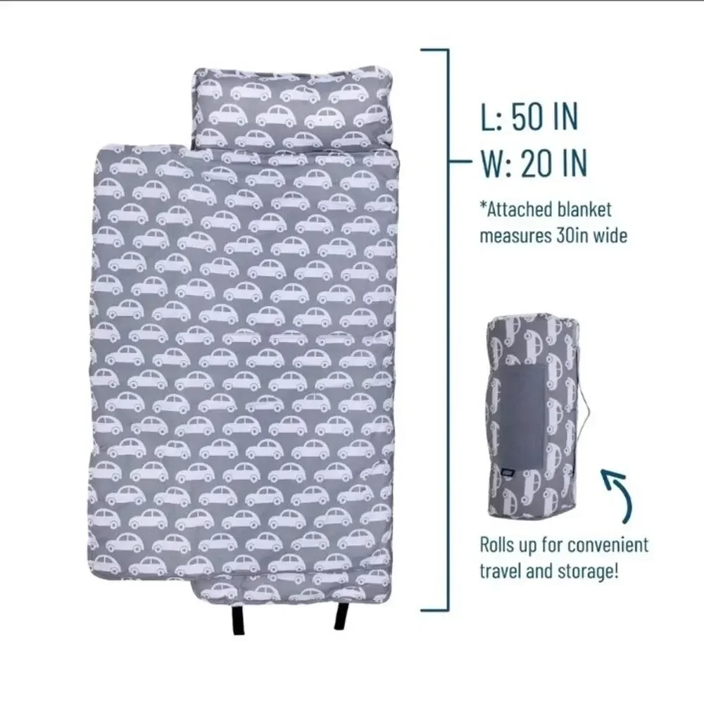Wildkin brand kids' nap mat features a grey car pattern NWoT